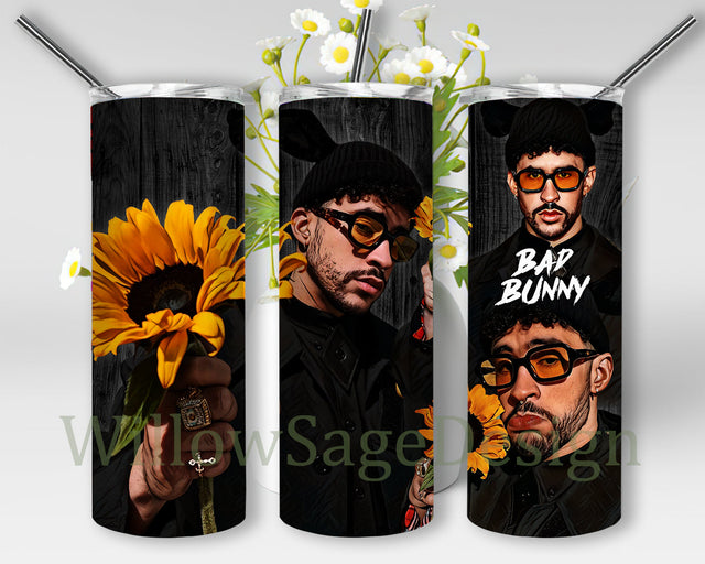 Bad Bunny Design Png, Bad Bunny Sunflower 20oz Tumbler Wrap, Yo Perreo Sola Tumbler Png, Sunflower Tumbler Template, Bad Bunny Sublimation Design, Instant Download Sublimation WillowSageDesign 