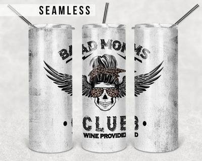 Bad Moms Club Skull Bun Sublimation Tumbler Designs Leopard 20oz Skinny Tumbler Wraps Templates - PNG Digital Download Sublimation TumblersByPhill 