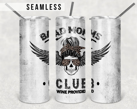 Bad Moms Club Skull Bun Sublimation Tumbler Designs Leopard 20oz Skinny Tumbler Wraps Templates - PNG Digital Download Sublimation TumblersByPhill 