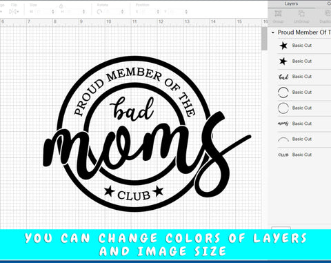 Bad Moms Club SVG, 3 Designs, Proud Member of The Bad Moms Club SVG SVG HappyDesignStudio 