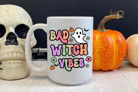 Bad Witch Vibes I Groovy Halloween Sublimation I Retro PNG Sublimation Happy Printables Club 