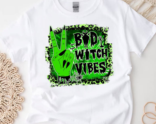 Bad Witch Vibes Png, Halloween Png, Green Tie Dye, Peace Png, Witch Hand Png, Sublimation Designs Downloads, Happy Halloween, Green Leopard Sublimation BouDesign 