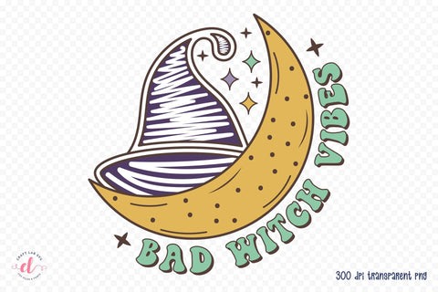 Bad Witch Vibes - Retro Halloween Sublimation Sublimation CraftLabSVG 