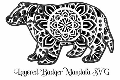 Badger Mandala SVG Layered Cut File SVG Digital Honeybee 