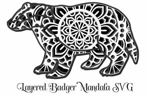 Badger Mandala SVG Layered Cut File SVG Digital Honeybee 