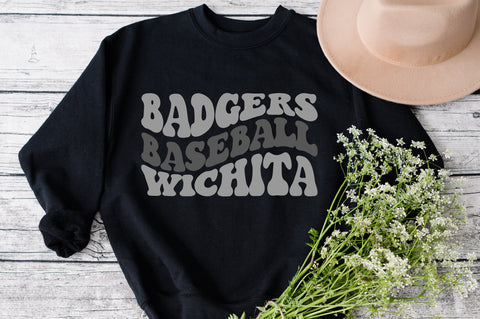 Badgers Baseball wichita svg, wavy style svg, EPS PNG Cricut Instant Download SVG Fauz 