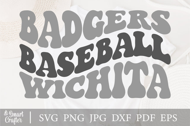 Badgers Baseball wichita svg, wavy style svg, EPS PNG Cricut Instant Download SVG Fauz 