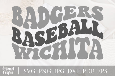 Badgers Baseball wichita svg, wavy style svg, EPS PNG Cricut Instant Download SVG Fauz 