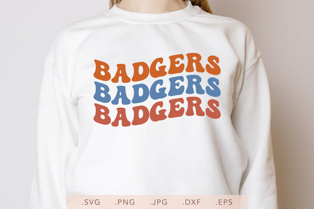 Badgers Groovy Vintage Wavy Design SVG DXF JPG PNG EPS | School Team Spirit | Team Shirt Sublimation SVG Nanda Bayu 
