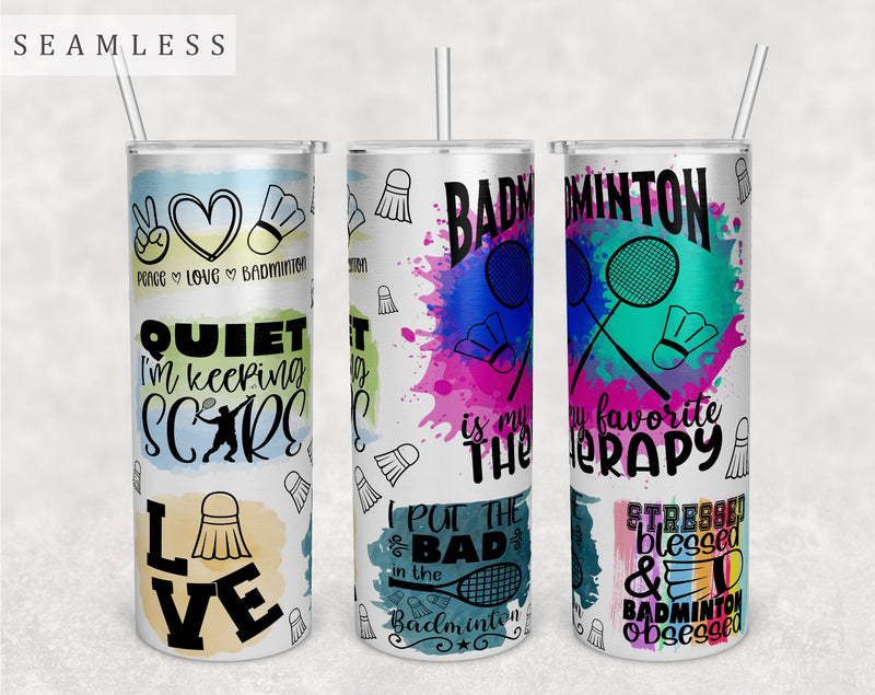 Badminton Quotes Tumbler Wrap, 20 Oz Skinny Tumbler Sublimation Design, Seamless Badminton Sayings Tumbler PNG Sublimation HappyDesignStudio 