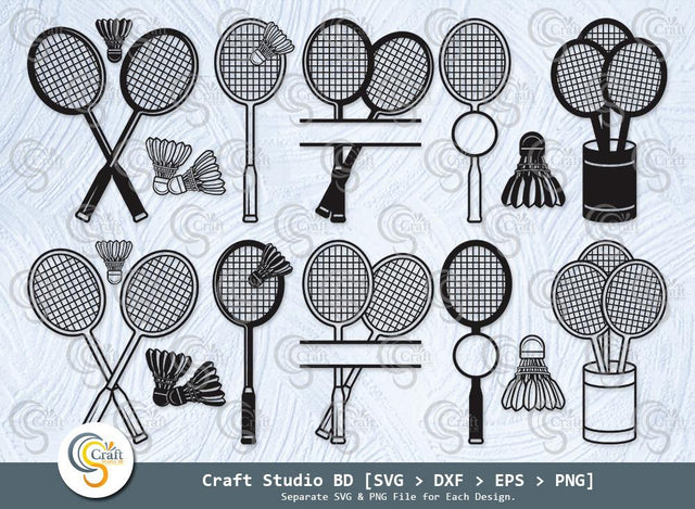 Badminton Silhouette, Sports SVG, Badminton Racquets Svg, Racket Svg, Shuttlecock Monogram Frame Svg, Shuttlecock Svg, Badminton Svg Bundle SVG ETC Craft 