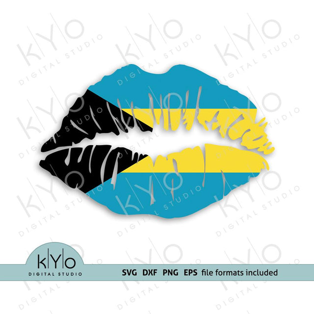 Bahamas Flag Lips Svg Png Dxf Eps Files SVG kYo Digital Studio 