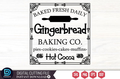 Baked fresh daily gingerbread baking co. pies. cookies. cakes. muffins. hot cocoa SVG SVG DESIGNISTIC 