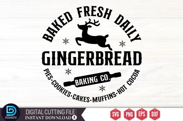 Baked fresh daily gingerbread baking co. pies. cookies. cakes. muffins. hot cocoa SVG SVG DESIGNISTIC 