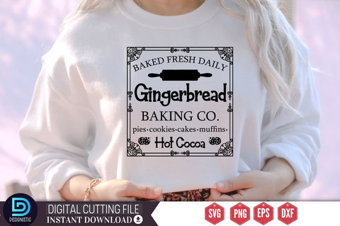 Baked fresh daily gingerbread baking co. pies. cookies. cakes. muffins. hot cocoa SVG SVG DESIGNISTIC 
