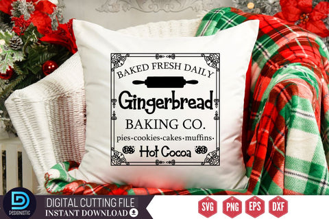 Baked fresh daily gingerbread baking co. pies. cookies. cakes. muffins. hot cocoa SVG SVG DESIGNISTIC 