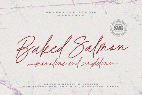 Baked Salmon - Monoline and Singleline font Font Subectype Studio 