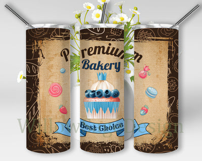Bakery Tumbler Png, Premium Bakery Best Choise 20oz Skinny Wrap, Blueberry Muffins Design Png, Blueberry Cupcake Tumbler Wrap, Bakery Sublimation Design, Gift for Baker, Instant Download Sublimation WillowSageDesign 