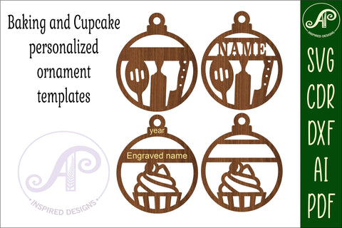 Baking and cupcake Christmas Ornaments, 2 designs SVG laser SVG APInspireddesigns 