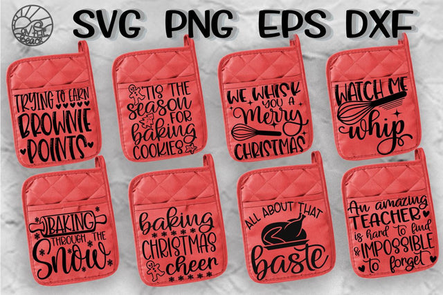 Baking Bundle Vol 5- Pot Holders - Apron -Oven Mitts Designs - 8 Designs Included SVG On the Beach Boutique