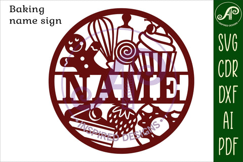 Baking Name Sign SVG Laser Cut File SVG APInspireddesigns 