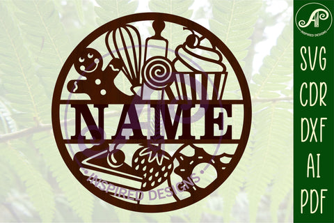 Baking Name Sign SVG Laser Cut File SVG APInspireddesigns 