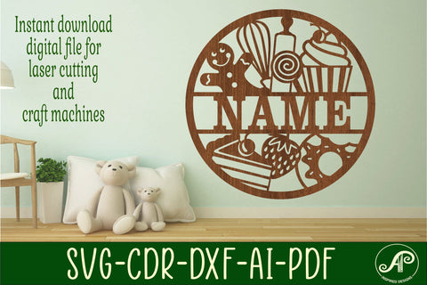 Baking Name Sign SVG Laser Cut File SVG APInspireddesigns 