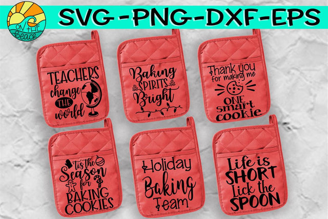 Baking - Potholders - Oven Mitts Designs - 6 Designs Included SVG On the Beach Boutique