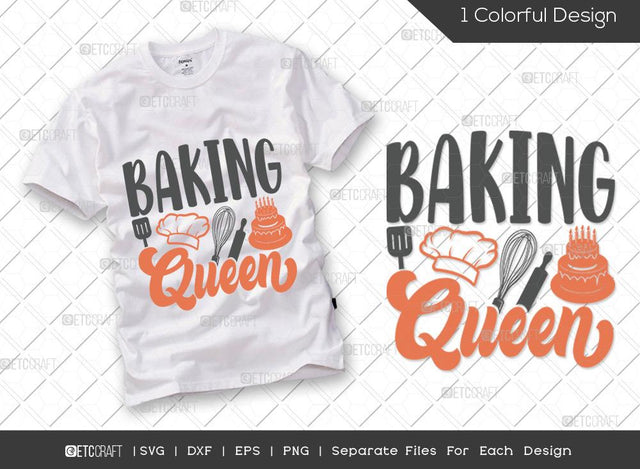 Baking Queen SVG Cut File | Chef Hat Svg | Rolling Pin Svg | Queen Svg | Chef Svg | Cooking Svg | Kitchen T-shirt Design SVG ETC Craft 