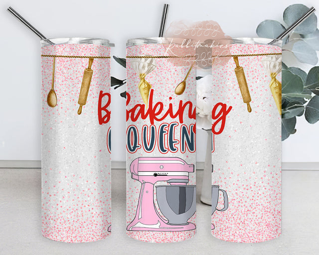 Baking Queen Tumbler Design, Baking 20oz Skinny Tumbler, Baking Life Tumbler Png, Baking Glitter Tumbler Wrap, Baker Gift, Baking Sublimation Design, Instant Download Sublimation Rabbitmakies 