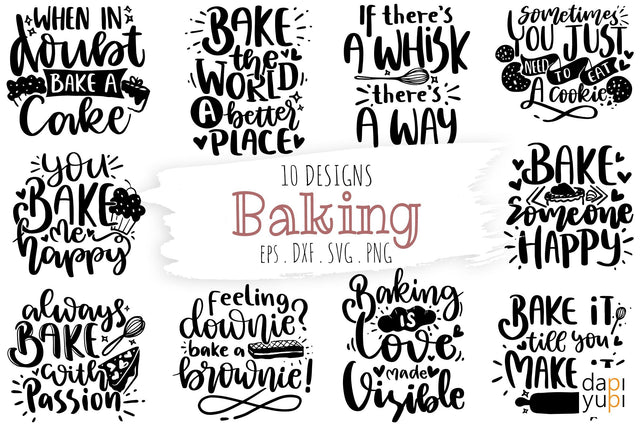 Baking Quotes Bundle, Kitchen Quotes SVG dapiyupi store 