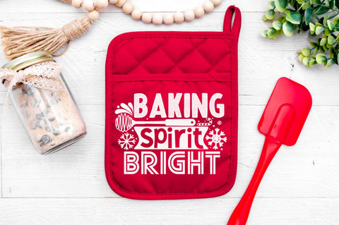 Baking spirit bright, Christmas pot Holder Design SVG DESIGNISTIC 