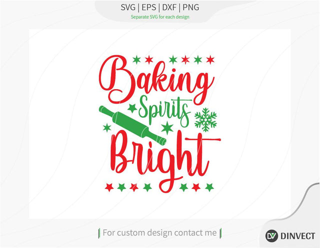 Baking Spirits Bright SVG Cut File, Christmas Shirt SVG, Christmas SVG, Funny Christmas Shirt SVG, Kids Christmas SVG, Merry and Bright SVG, SVG Dinvect 