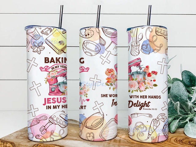 Baking Veins Jesus Heart PNG, 20oz Skinny Tumbler, Sublimation Designs, Tumbler Wrap, Coffee Tumbler Template, Digital Download Sublimation iStyleDesign 
