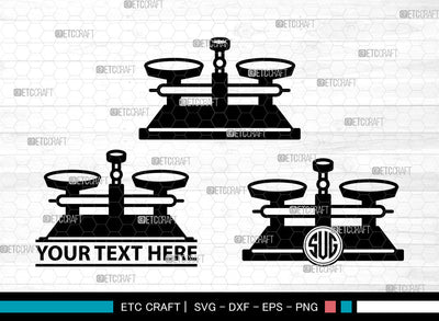 Balance Scale Icons Monogram, Balance Scale Svg, Scales Svg, Balance Scales, Balance Weight scale, Balance Scale Monogram, Icon Monogram, Svg Cut File, Dxf, Eps, Png, SVG ETC Craft 