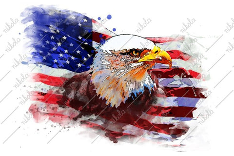 Bald Eagle American Flag Watercolor Sublimation Clipart PNG Sublimation nikola 