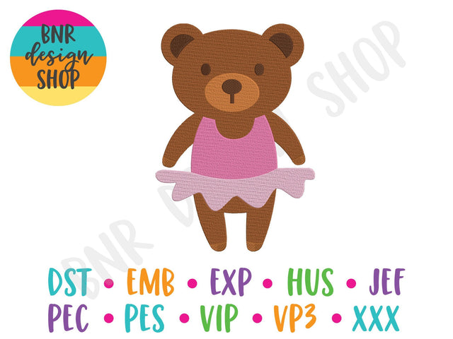 Ballerina Bear Machine Embroidery Design Embroidery/Applique DESIGNS BNRDesignShop 