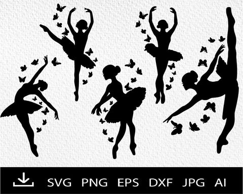 Ballerina Bundle SVG Silhouette Ballet butterfly PNG Clipart SVG LAcreateSVG 
