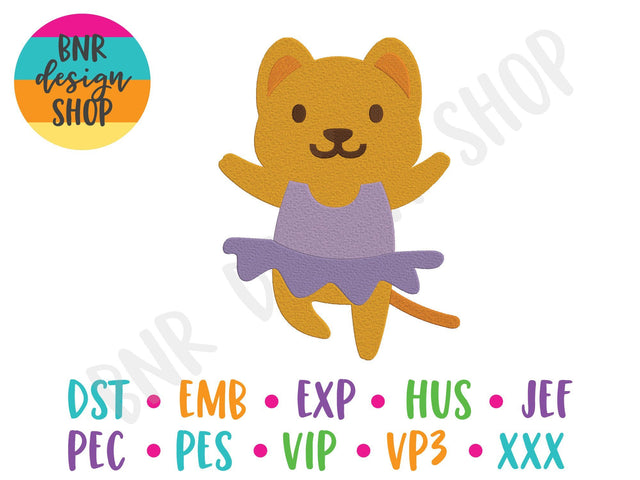 Ballerina Cat Machine Embroidery Design Embroidery/Applique DESIGNS BNRDesignShop 