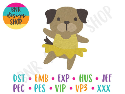 Ballerina Dog Machine Embroidery Design Embroidery/Applique DESIGNS BNRDesignShop 