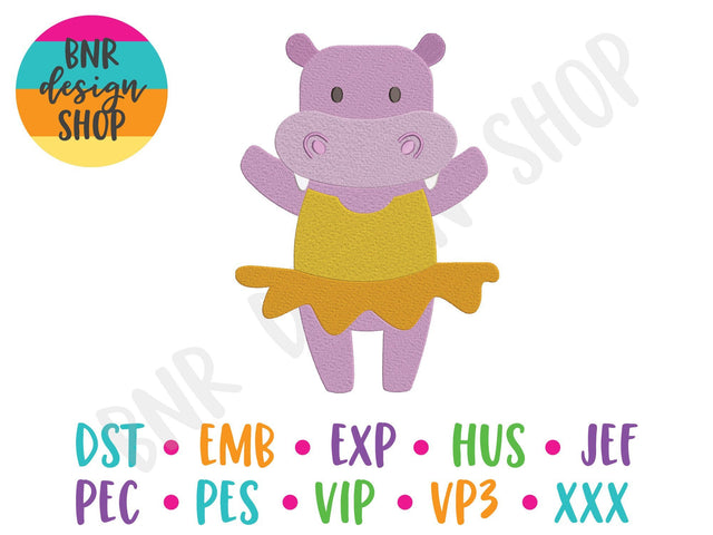 Ballerina Hippo Machine Embroidery Design Embroidery/Applique DESIGNS BNRDesignShop 