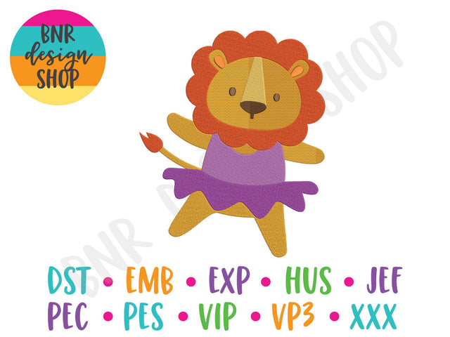 Ballerina Lion Machine Embroidery Design Embroidery/Applique DESIGNS BNRDesignShop 