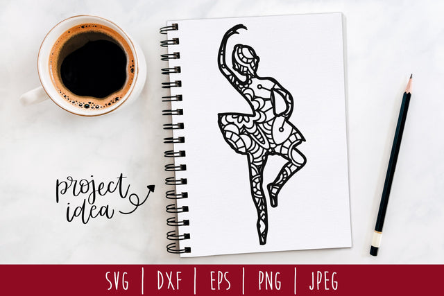 Ballerina Mandala Zentangle SVG SavoringSurprises 