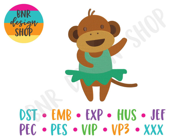Ballerina Monkey Machine Embroidery Design Embroidery/Applique DESIGNS BNRDesignShop 