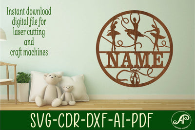 Ballerina Name Sign SVG Laser Cut File SVG APInspireddesigns 
