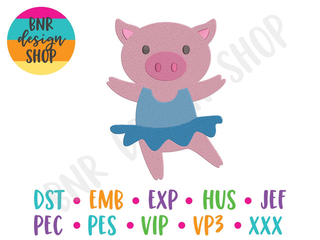 Ballerina Pig Machine Embroidery Design Embroidery/Applique DESIGNS BNRDesignShop 