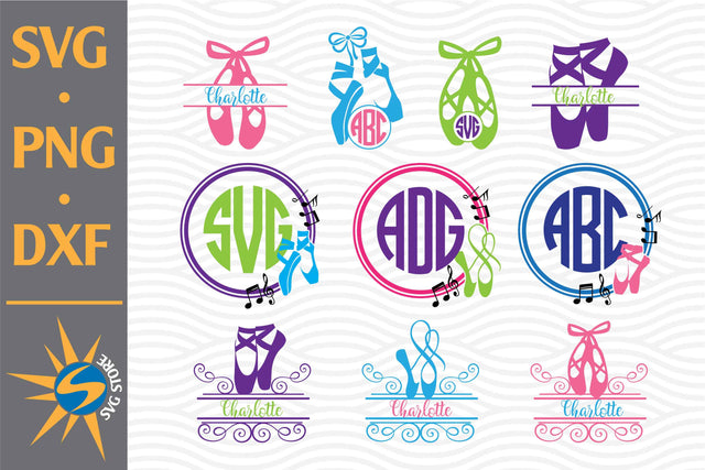 Ballerina Shoe Monogram SVG, PNG, DXF Digital Files Include SVG SVGStoreShop 