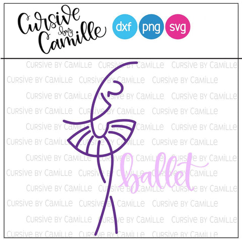 Ballerina Silhouette Ballet Hand Lettered SVG DXF PNG SVG Cursive by Camille 