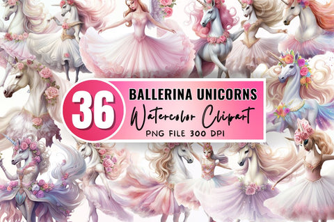 Ballerina Unicorns Clipart Sublimation Regulrcrative 