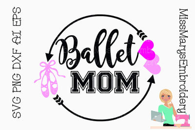 Ballet Mom Monogram Arrow Ring SVG MissMarysEmbroidery 